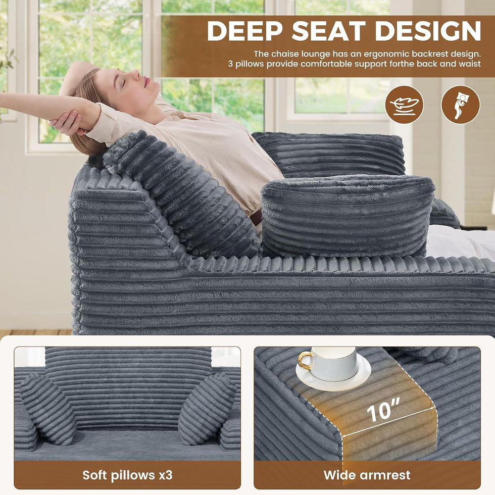 Nebuaegis 51'' Boneless Oversized Chaise Lounge Chair Indoor, Grey