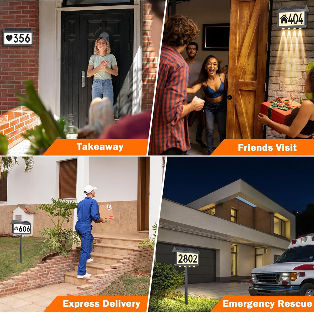 Brightever Solar Powered Address Signs, Solar House Numbers 3-Light Modes