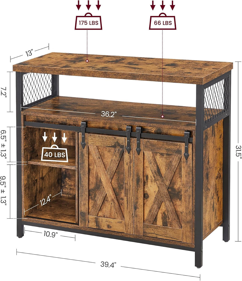 VASAGLE Buffet Cabinet, Coffee Bar with 2 Sliding Barn Doors