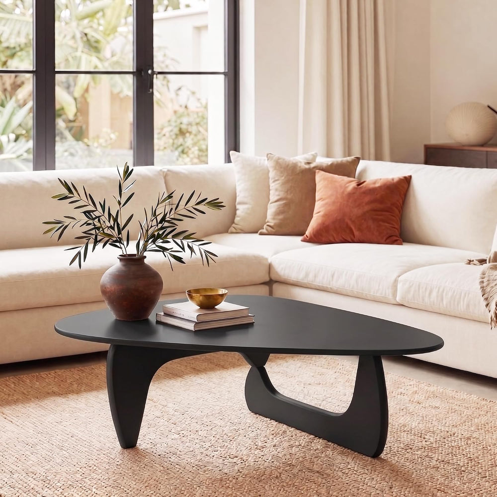 34" Coffee Table for Living Room Mid Century Modern Center Table with So...