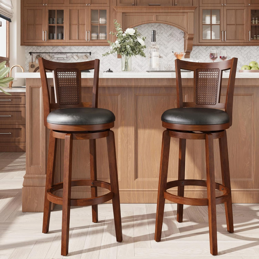 ALPHA HOME Swivel Bar Stools with Backs, 30 Inch Bar Stools Set of 2