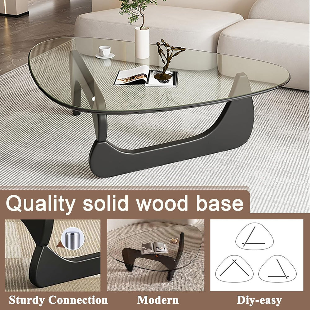 Modern Glass Coffee Table for Living Room, Mid Century Coffee Table, Small Co...