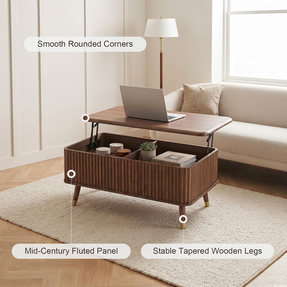 JOINICE 38" Lift Top Coffee Table with Storage for Living Room,Walnut