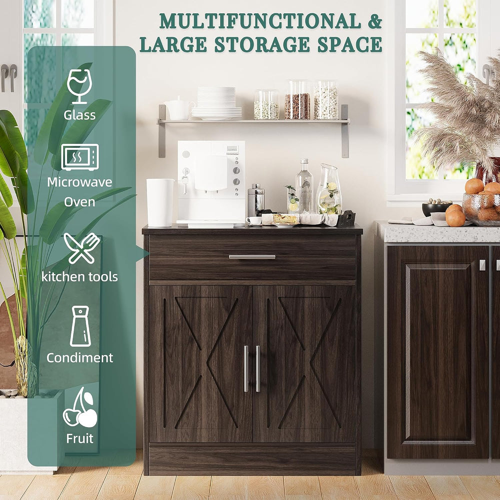 Shintenchi Farmhouse Storage Cabinets, Kitchen Barn Door Cabinet