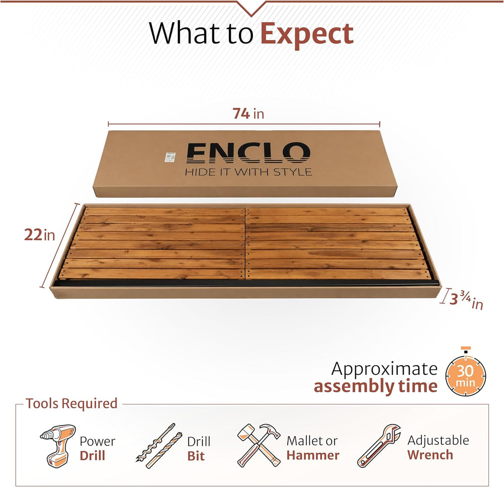 Enclo Easy Assembly Freestanding/Surface Mounted Privacy Screen, Hardwood