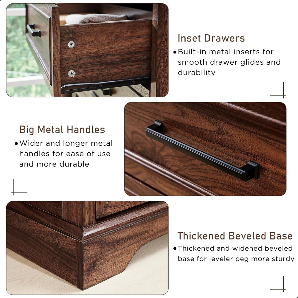 ACCOHOHO 7 Drawer Dresser, 52" Wide Farmhouse Chest for Bedroom, Brown