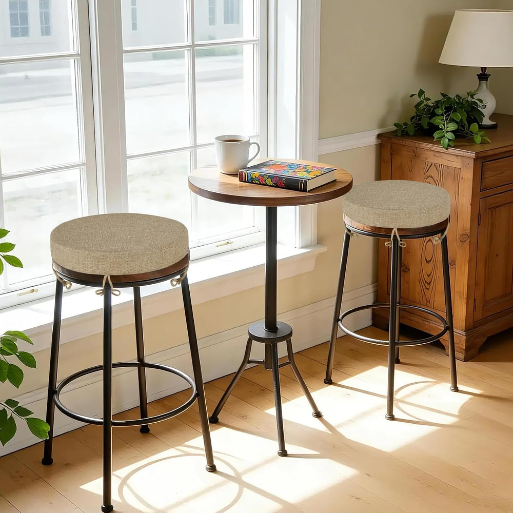12 Inch Round Bar Stool Cushions with Non-Slip Bottom Beige