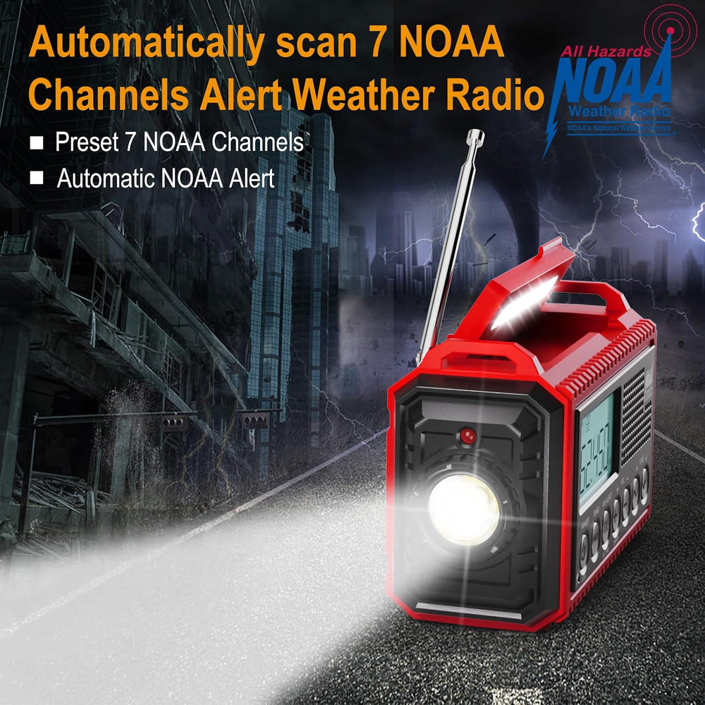 Raynic Emergency Radio, 5000mAh/18500mWh Weather Radio, Solar Hand Crank Emer...