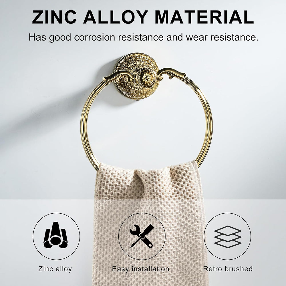 Vintage Style GoldTowel Ring Retro Towel Holder Wall Mounted Bathroom Hardware