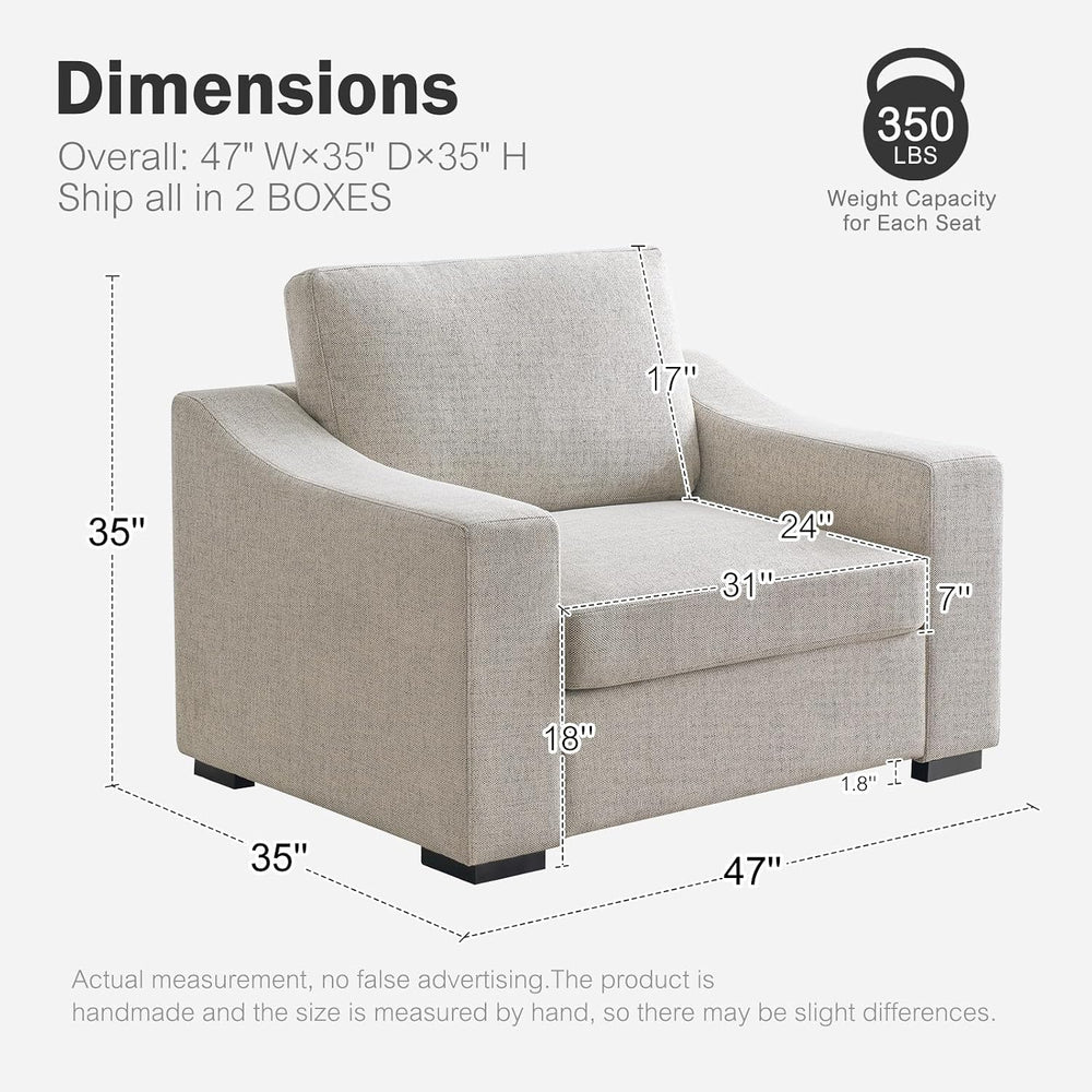 ABCASA 47" W Oversized Accent Chair, Comfy Upholstered Sofa Chair with L...