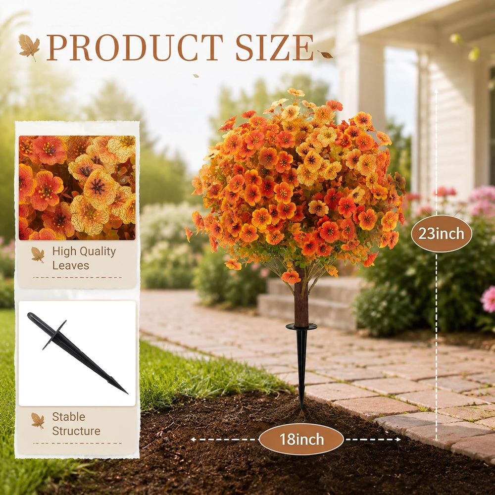 Set of 2 Artificial Fall Flower Topiary Balls, UV‑Resistant Faux Autumn Flora...