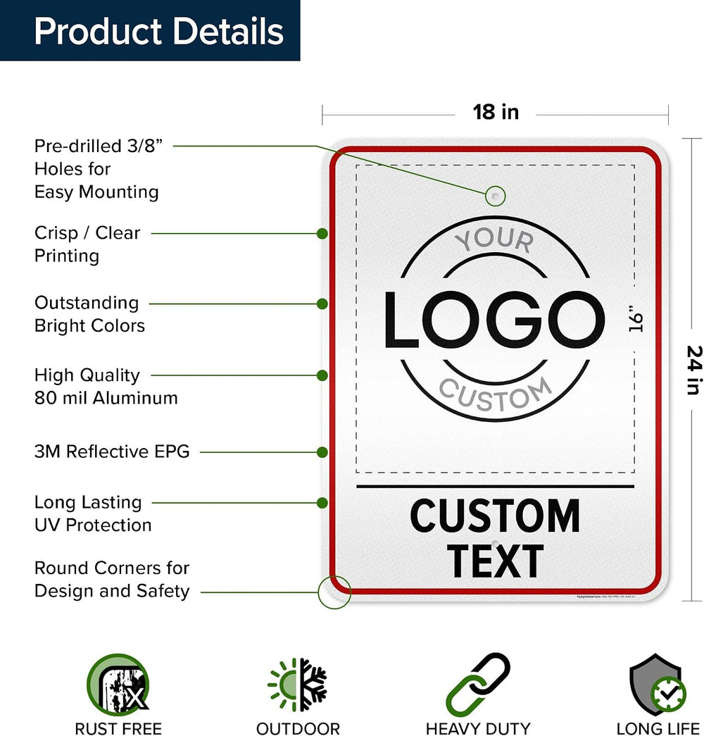 Custom Logo and text Sign, For Parking Lot And Business Indoor/Outdoor Sign, ...