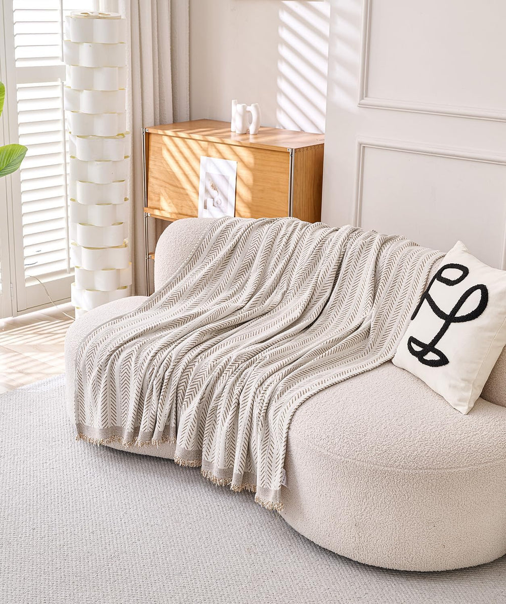 Erke Boho Chair Recliner Throw Cover Chenille Sheet Blanket 71”x71”