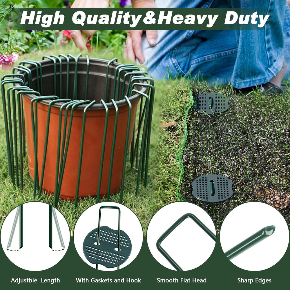 FEED GARDEN 6 Inch 200 Pcs Galvanized Landscape Staples 200 Pcs Gaskets Pick ...