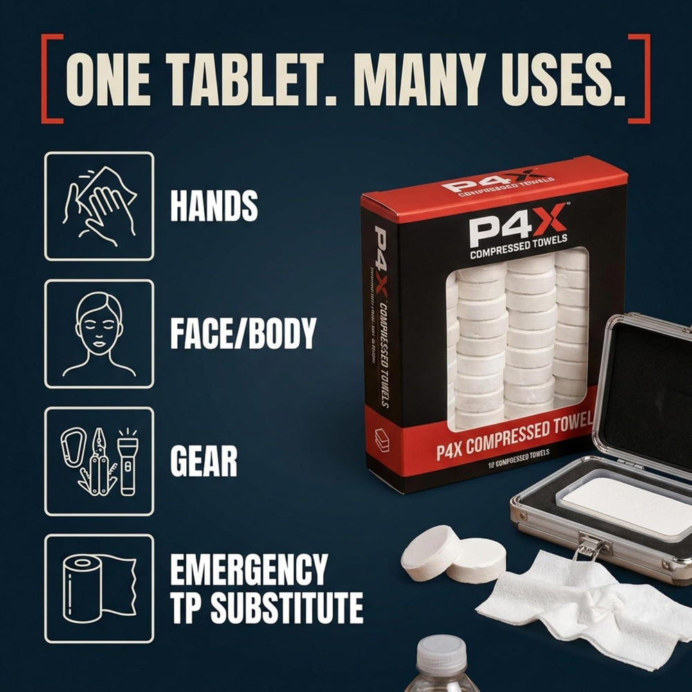 PREPARED4X Compressed Towel Tablets, 250 Bamboo Wipes with 2 Metal Cases