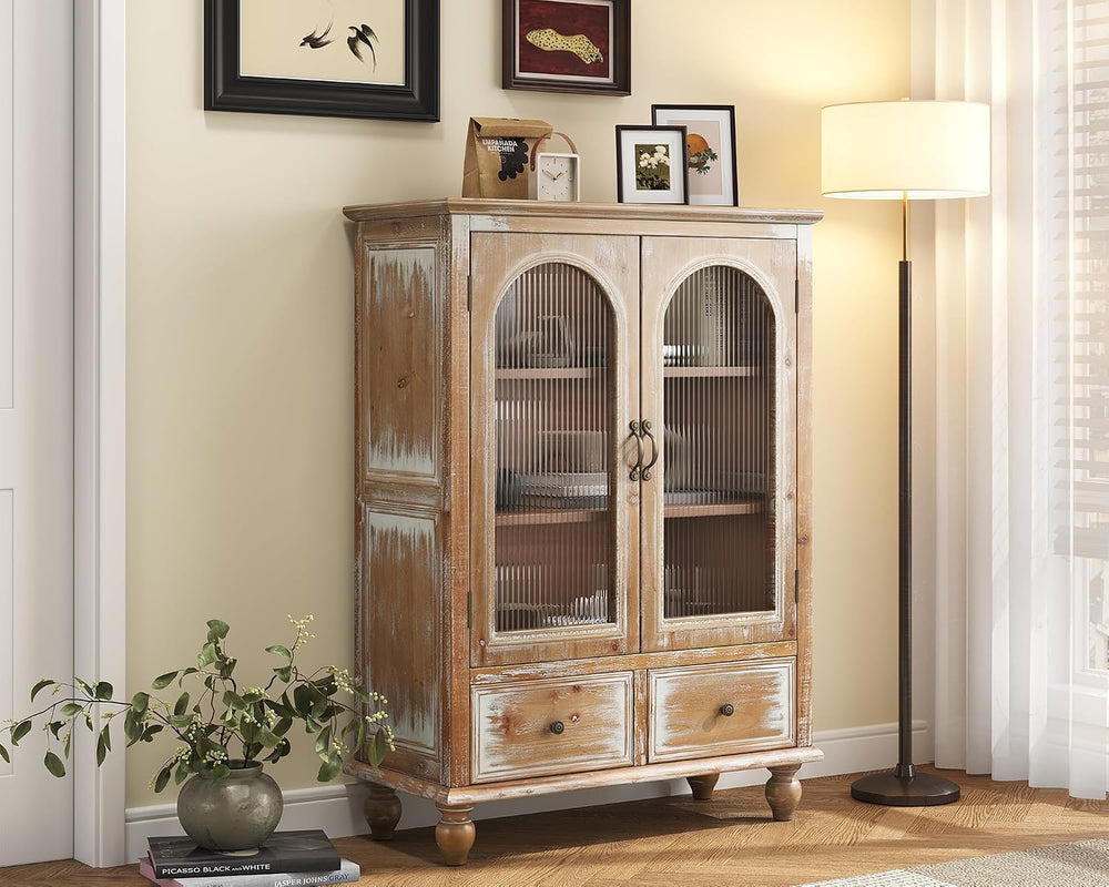 LKTART 48" Tall Solid Wood Sideboard Buffet Storage Cabinet with Drawers