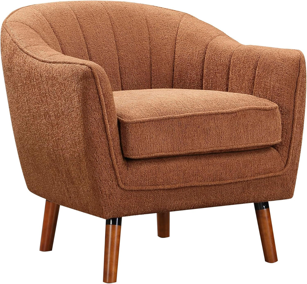 Lexicon Alard Tufted Fabric Barrel Accent Chair, Rust