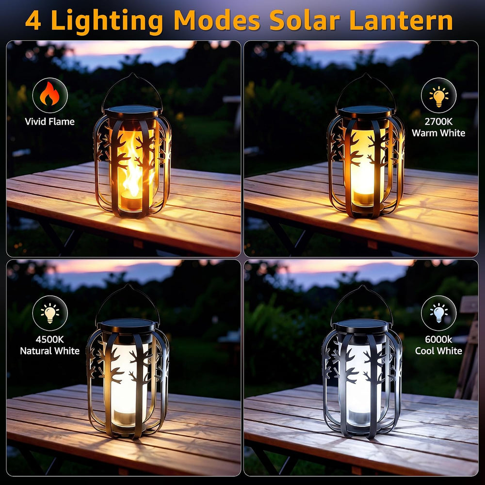 Halloween Solar Lanterns Outdoor 2Packs 4 Lighting Modes USB-C Rechargeable