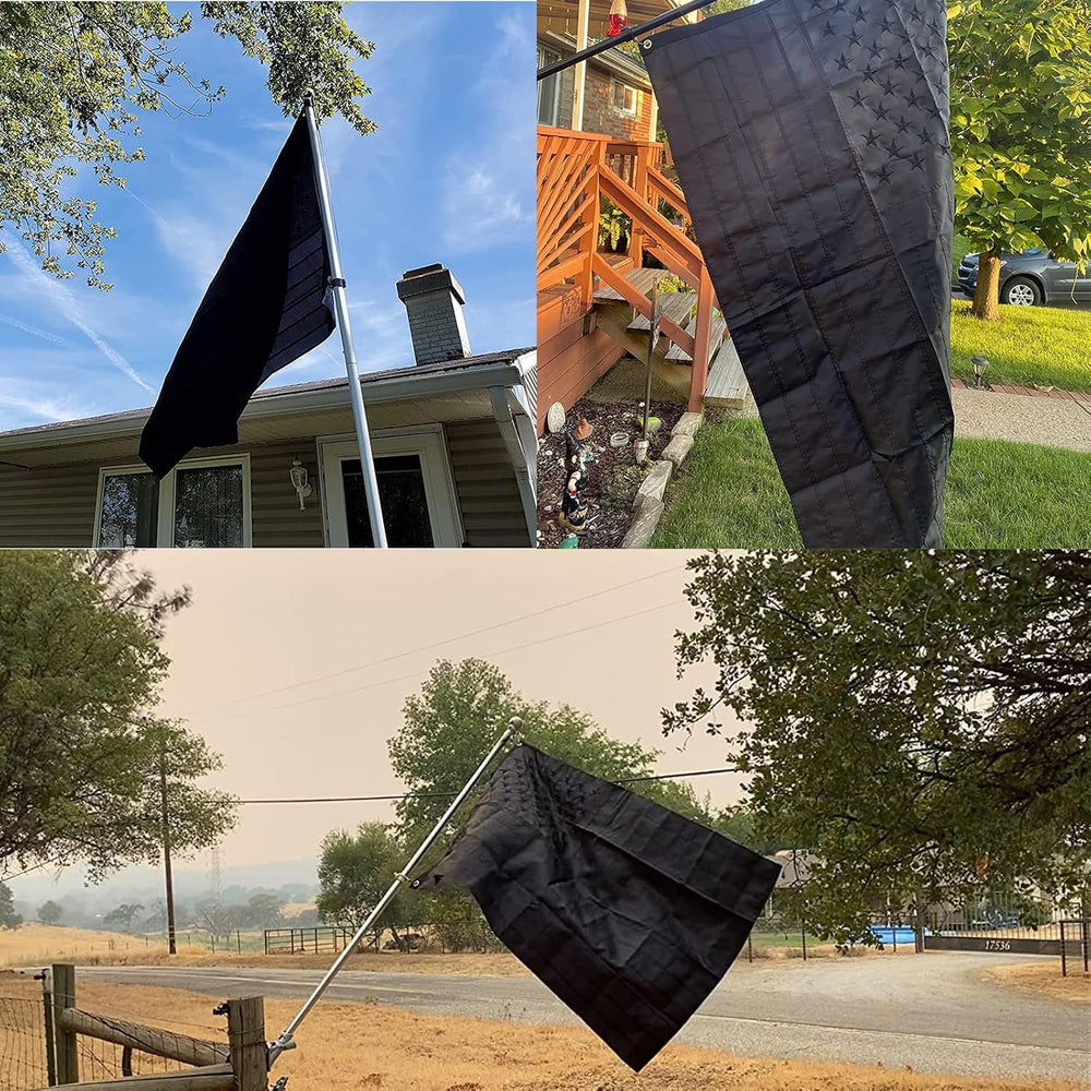 Black American Flag 5x8 Ft Outdoor, Heavy Duty Embroidered US Flag, All Black...