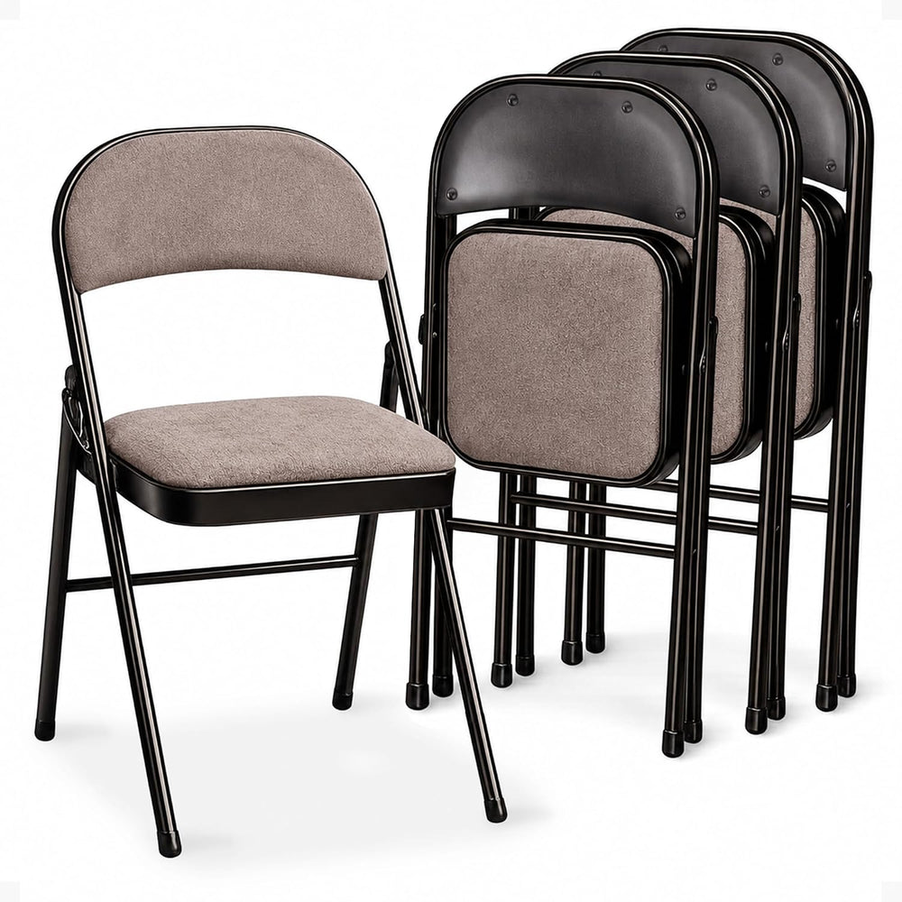Sudden Comfort Deluxe Padded Folding Dining Chairs, Cinnabar/Corrin, 4 Pack