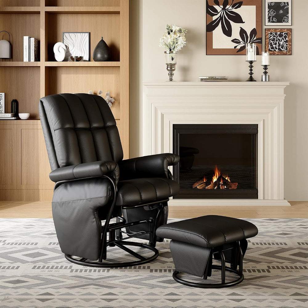 AODAILIHB 360° Swivel Glider Recliner with Ottoman