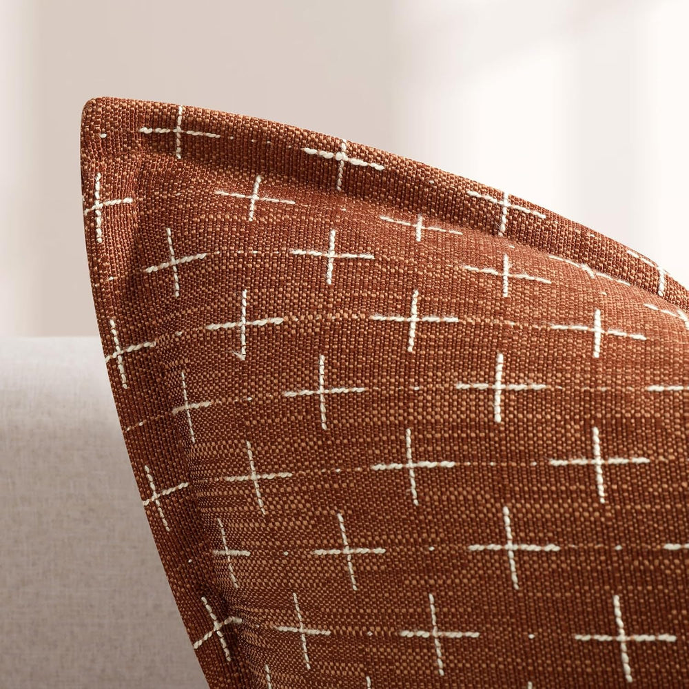 ZWJD Fall Pillow Covers 24x24 Set of 2 Soft Polyester Textured Rust Pillow Co...