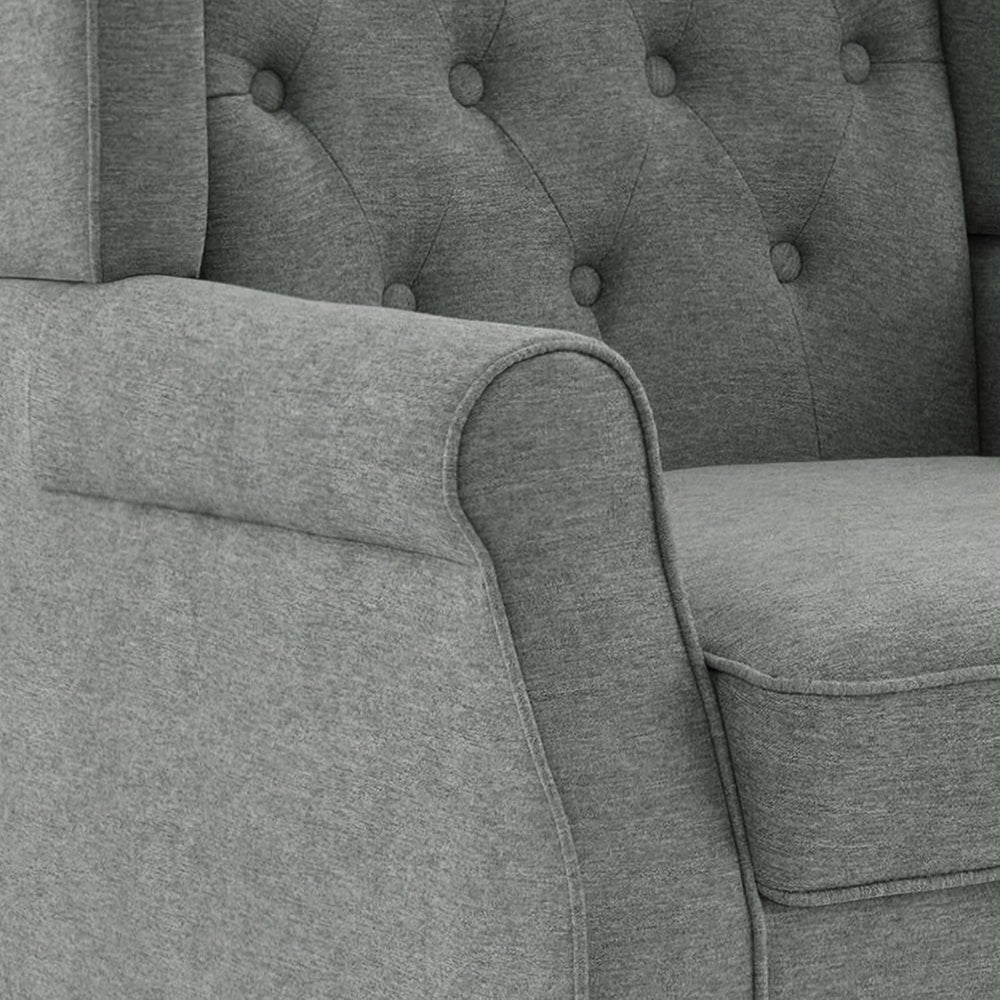 High Back Accent Chairs Set of 2, Wingback Armchair in Fabric, Gray