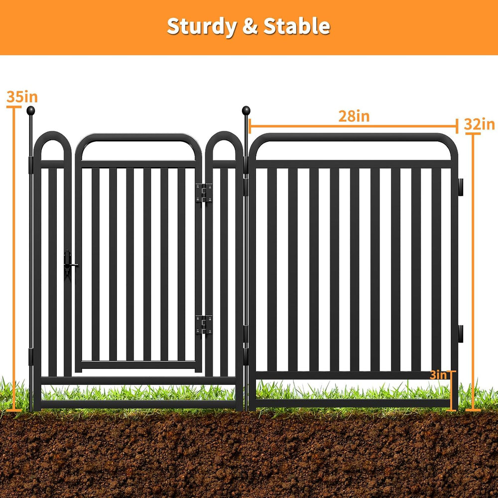 Thickened Metal Tube Garden Fence, Animal Barrier Fence with Low Threshold Ga...