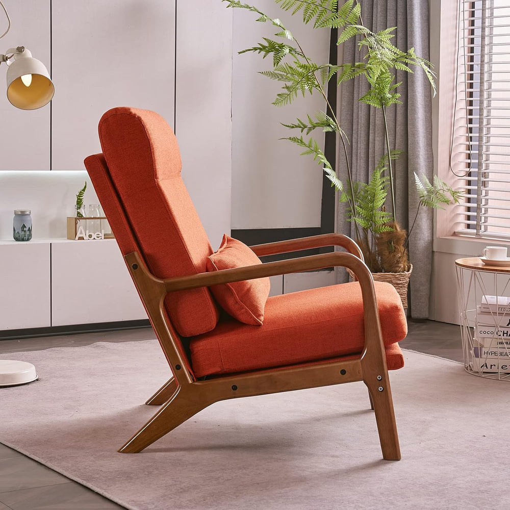 Karl home Accent Chair High Back Mid-Century Modern, Burnt Orange