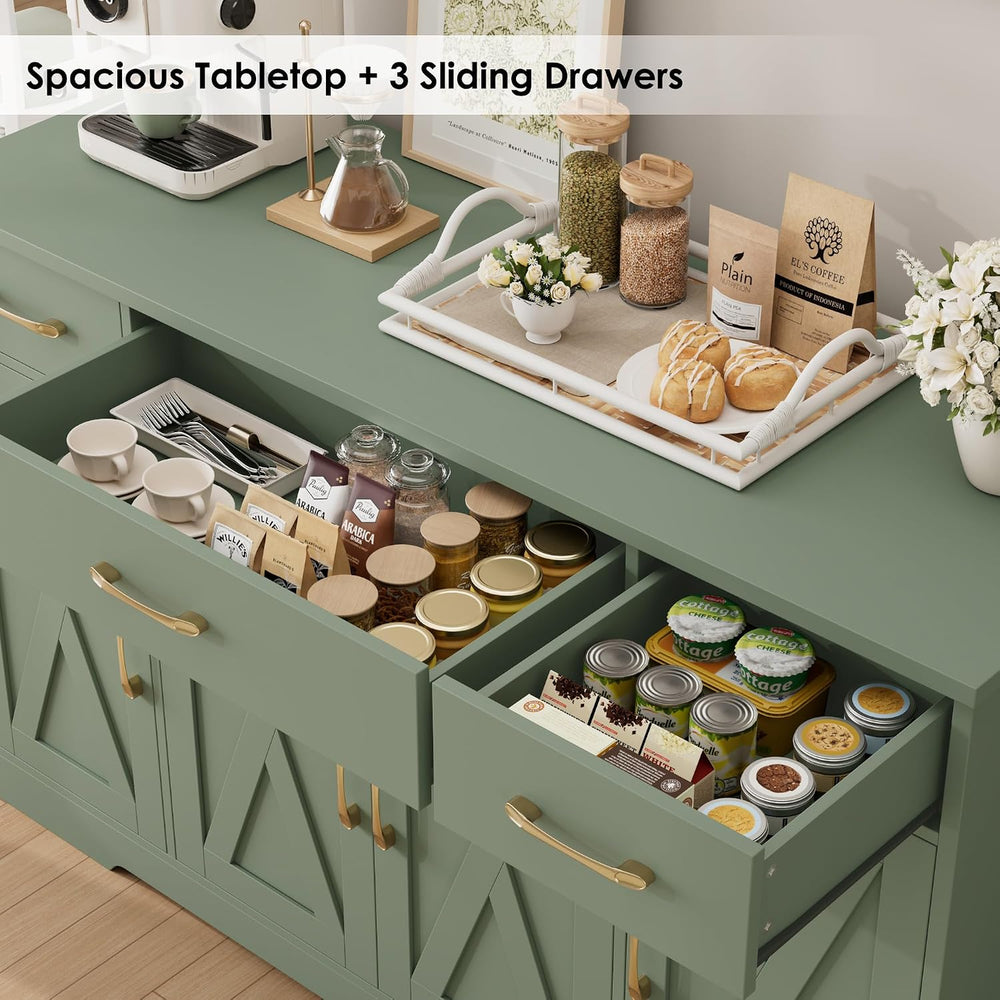 HOSTACK Kitchen Buffet Sideboard Storage Cabinet, Coffee Bar Cabinet, Green