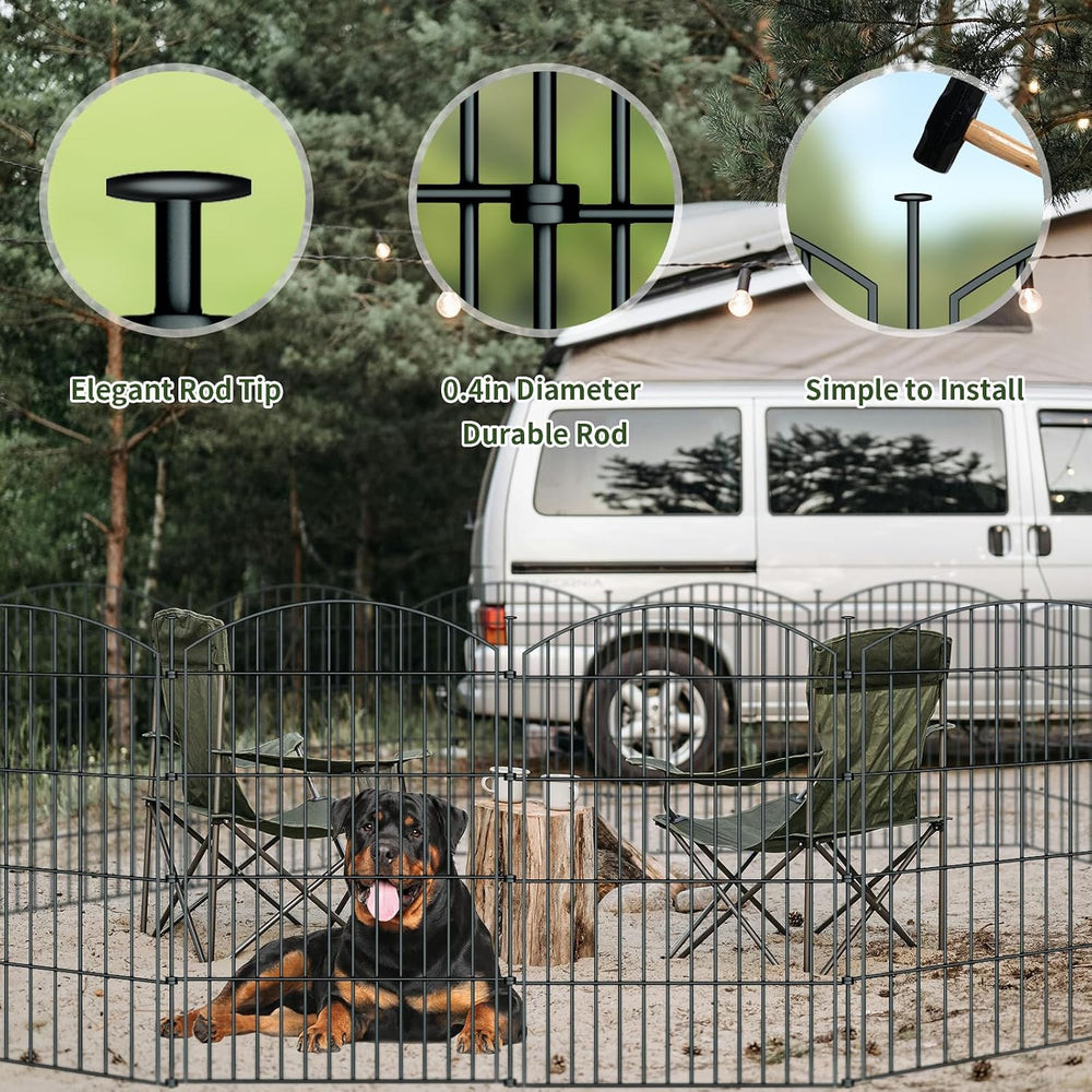 10‑Panel No‑Dig Metal Garden Fence 32"H x 23.6'L Dog Fence Outdoor f...