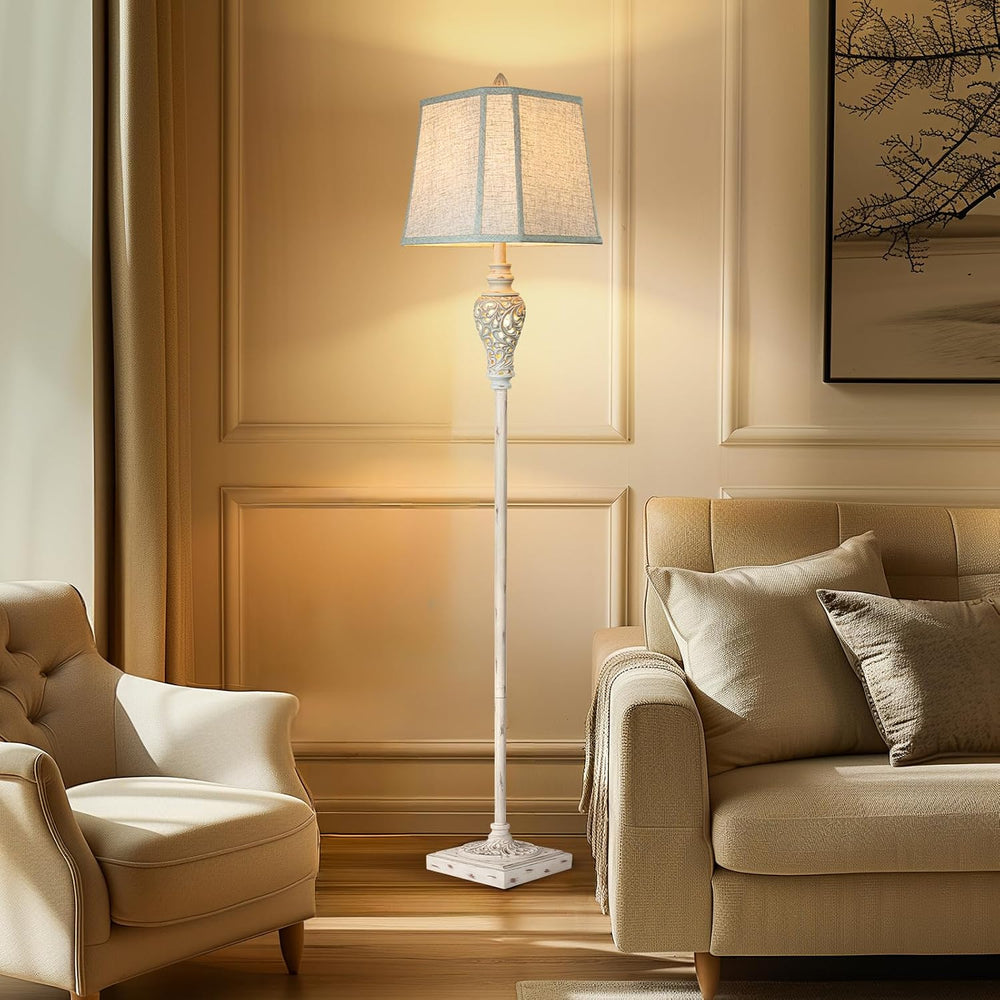 Rustic Floor Lamp with Nightlight for Living Room, Vintage Standing Lamp