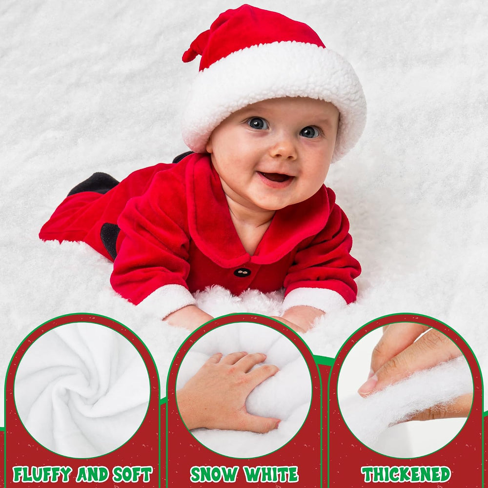 2PCS 3x8FT Thick Fake Snow Blanket for Christmas Tree Base Display Cover