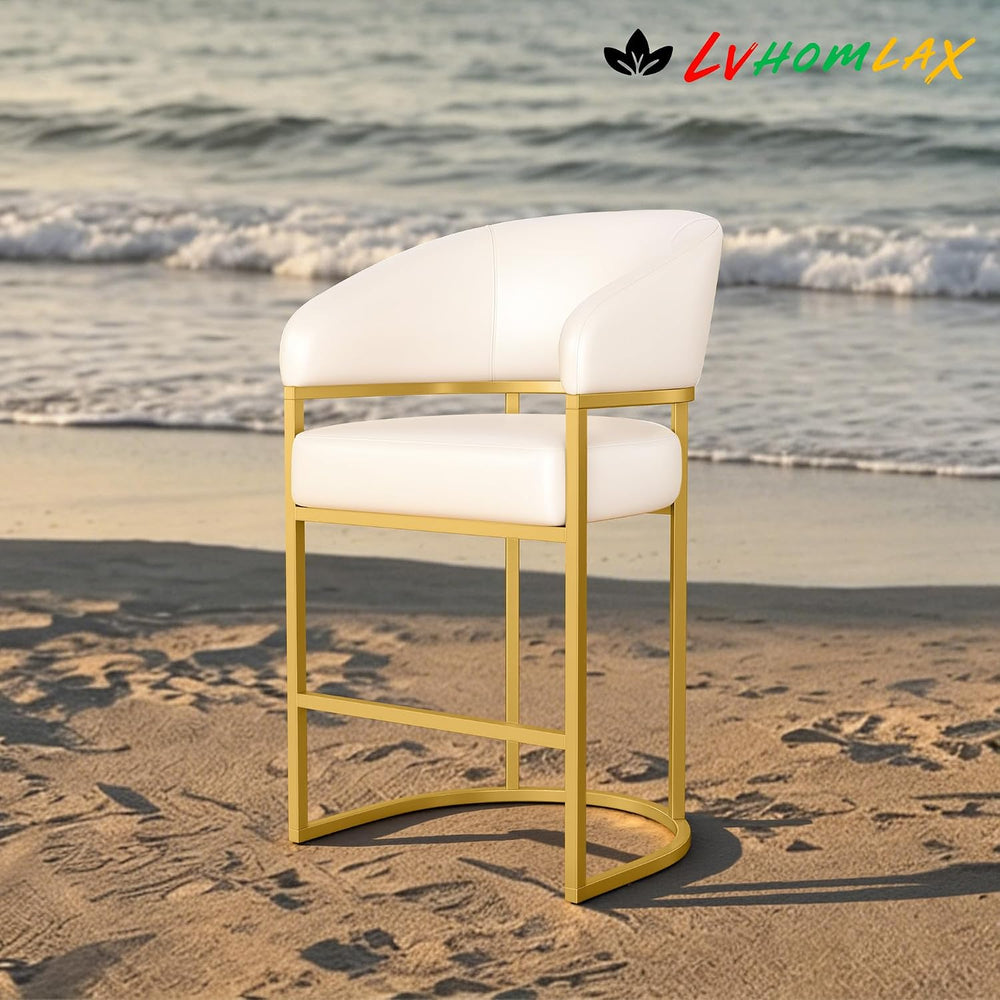 Modern Counter Height Bar Stools,Bar Stools Set of 2,PU Leather Upholstered B...