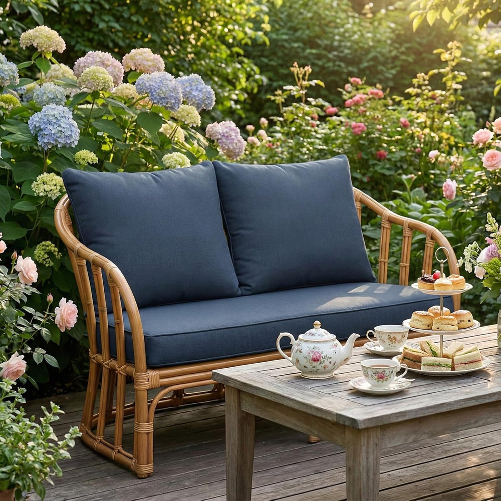 Goodgoods 48x24 Sunbrella Loveseat Cushion Set, 30D Foam, Denim
