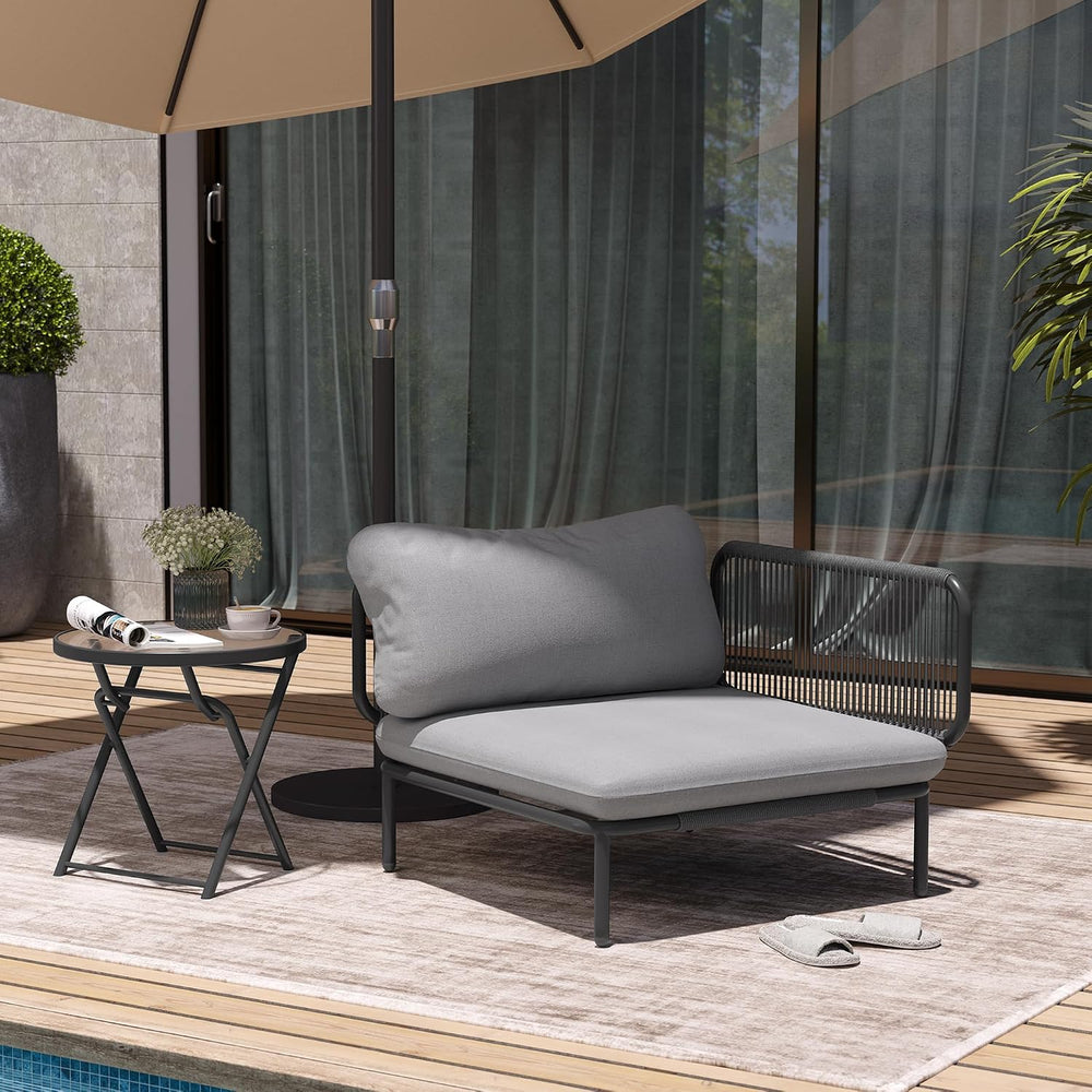Patio Furniture Set, Outdoor Patio Furniture Oversized Metal Single Sofa, 1-s...