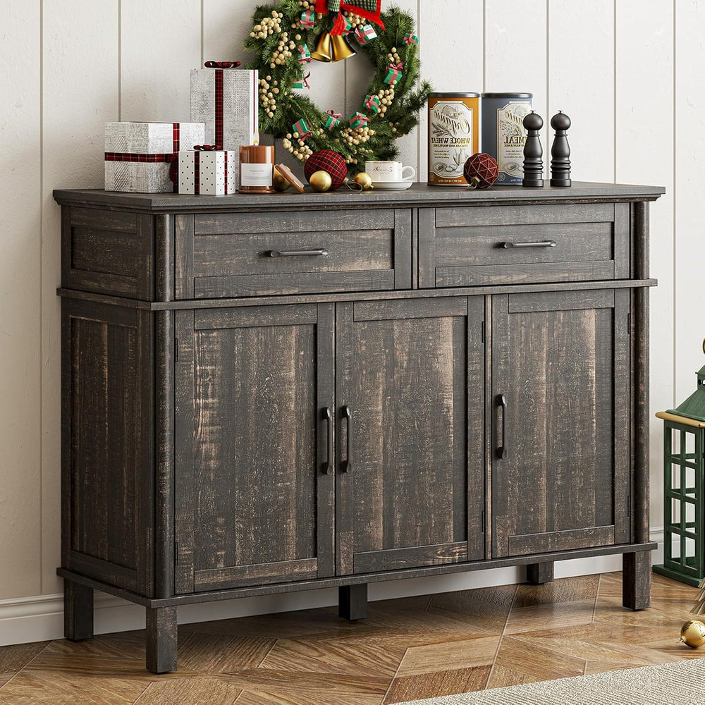 ONBRILL 48 Inch Buffet Cabinet with Storage, Rustic Brown