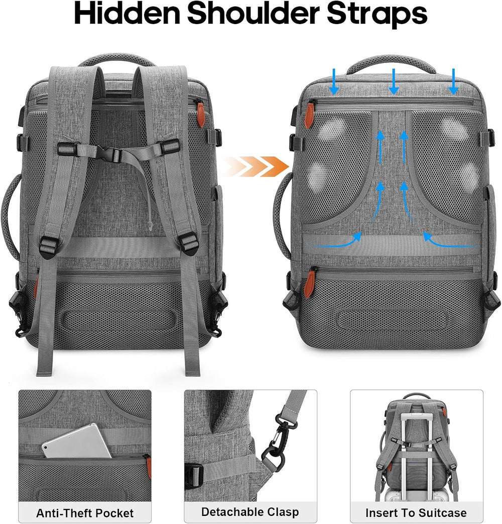 Bagsure Travel Carry On Backpack,42L Flight Approved,Expandable Backpack