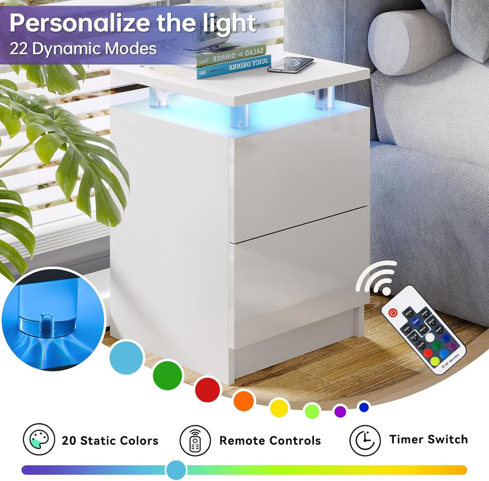 3-Piece Modern Living Room Table Set, White & White