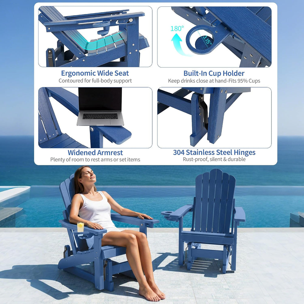 HDPE Adirondack Glider Chair Set of 2,3-Level Adjustable Backrest