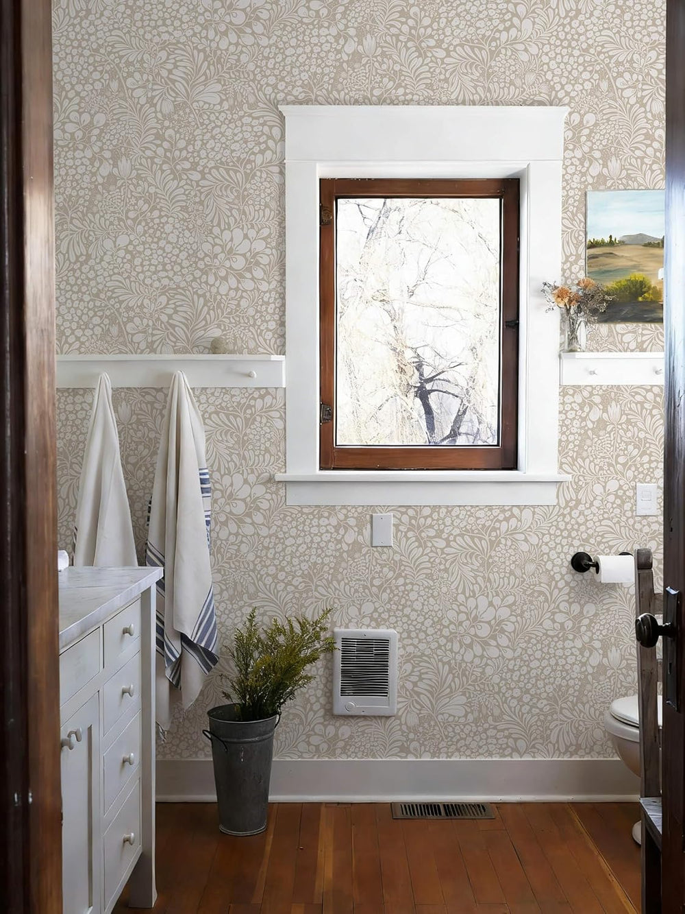 Heroad Peel and Stick Wallpaper Boho Beige Contact Paper Floral Wall Paper Re...