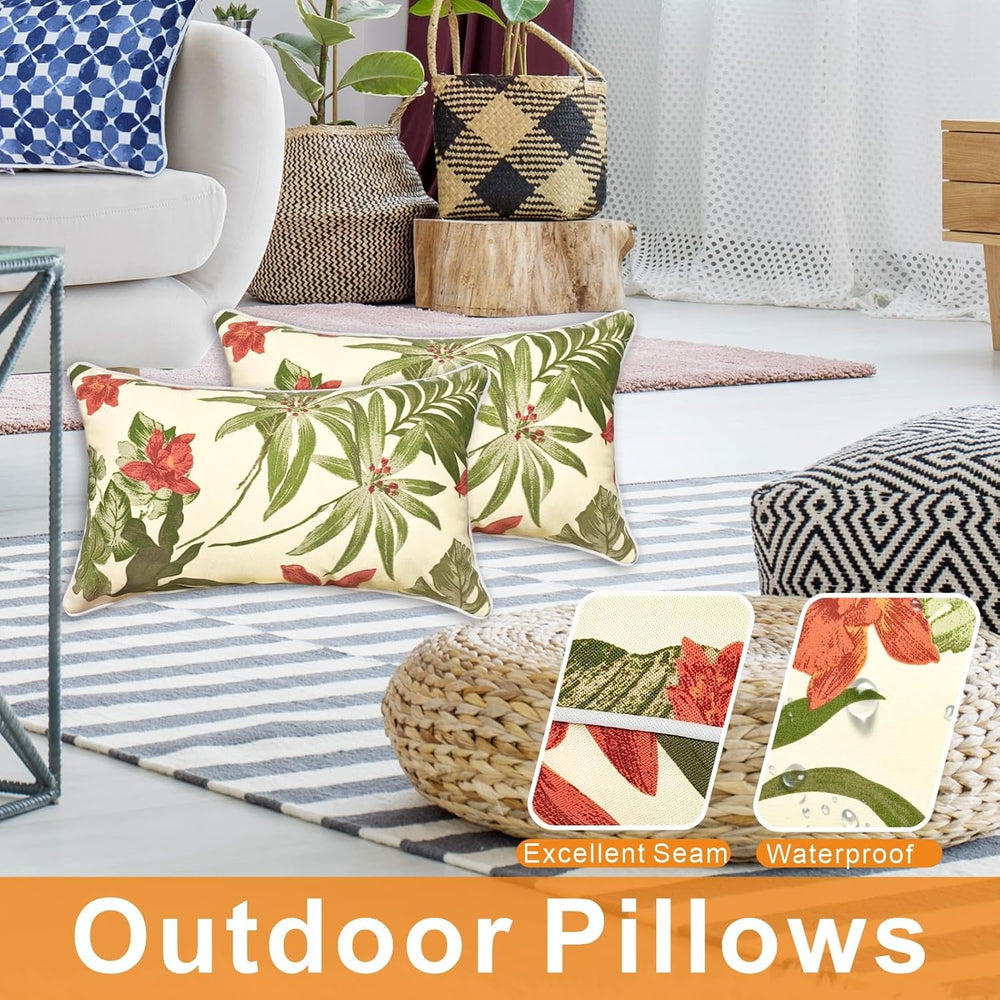 JMGBird 12x20 Outdoor Throw Pillow Green Outdoor Pillows for Patio Furniture