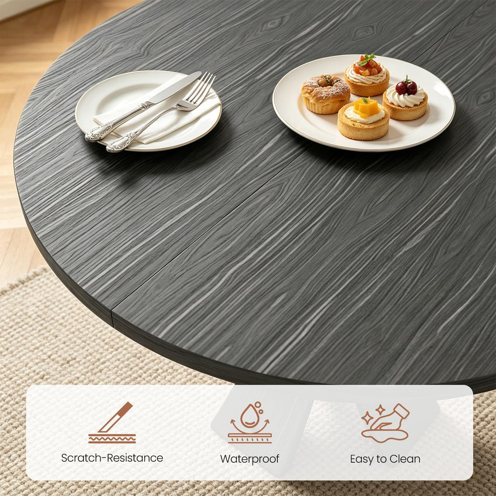 43.3" Round Dining Table Set for 4 with Curved Solid Wood Frame