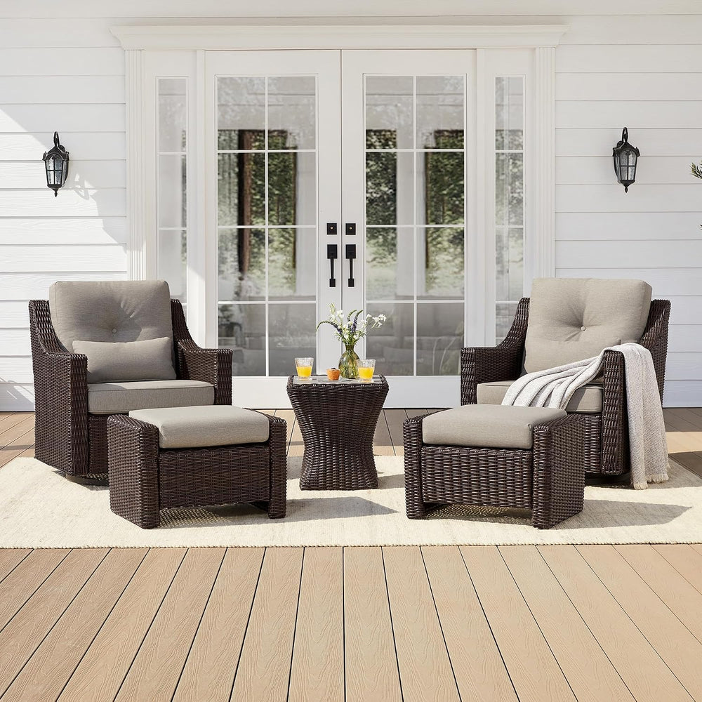 CHITA 5 Pieces Swivel Wicker Patio Furniture Set, Outdoor Conversation Set