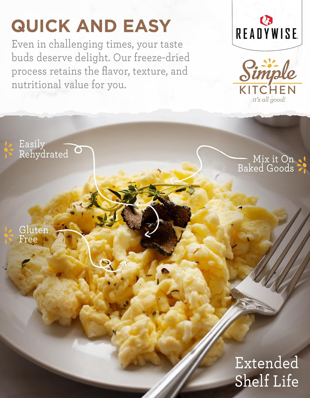 SIMPLE KITCHEN Powdered Eggs #10 Can, 72 Servings, Emergency Camping Food