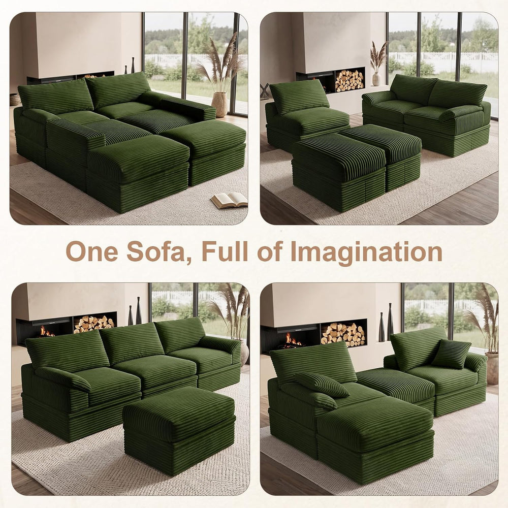71" Modular Loveseat Sofa with Storage, 2-Seater Boneless Couch with Ott...