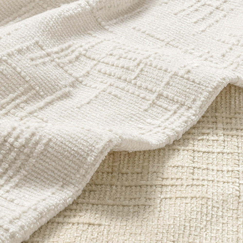 MIULEE Slubby Textured Decorative Euro Pillow Covers Cream White 22x22