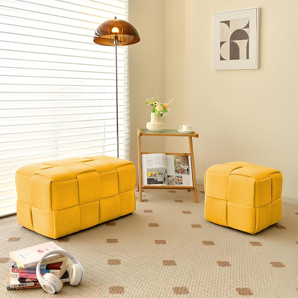 Cmishe 28" Rectangular Woven Corduroy Ottoman Footrest - Large Modern En...