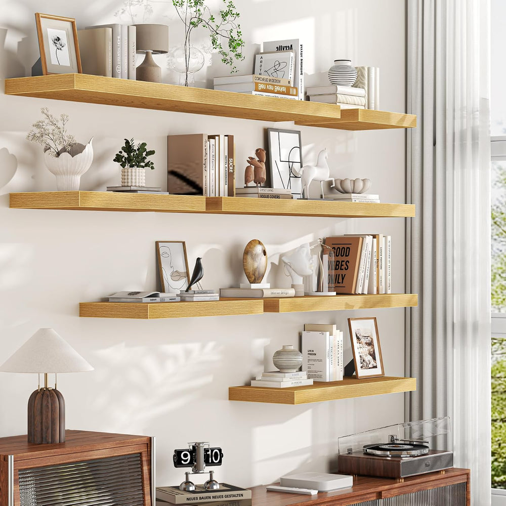 12 Inch Deep Floating Shelves, 60W x 12D Floating Shelf for Books, Rustic Woo...