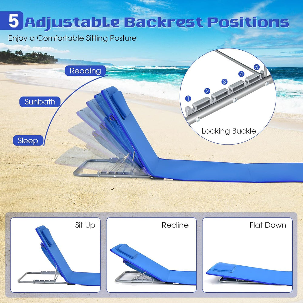 Tangkula 3 Pieces Beach Chairs for Adults, Lightweight Lawn Lounge Chairs wit...